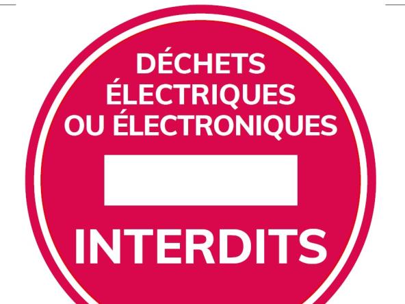 Stickers D3E interdits pour apposer en déchèterie sur les panneaux des quais des bennes ferrailles et tout venant.